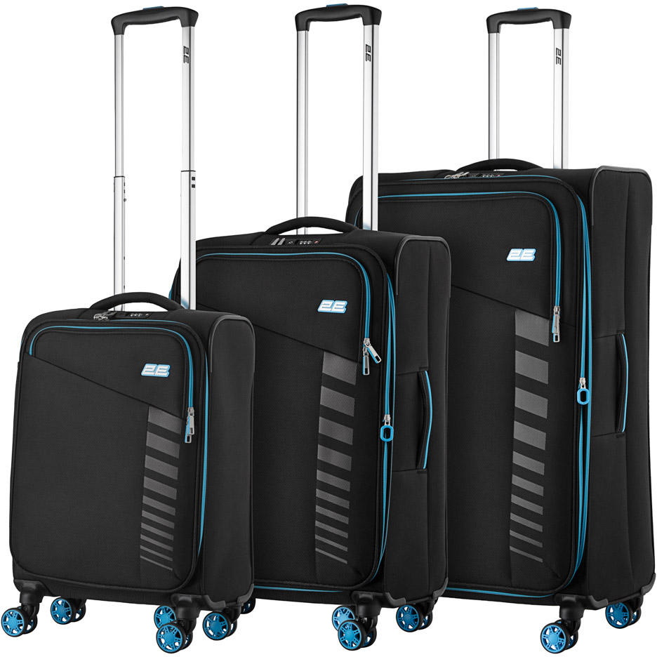 Набір валіз 2E Trek (L+M+S) + 3 рюкзаки Cabin 2E-BPET-CABIN-BK Black (2E-SPE-TREK-SET6-BK) Замок вбудований TSA