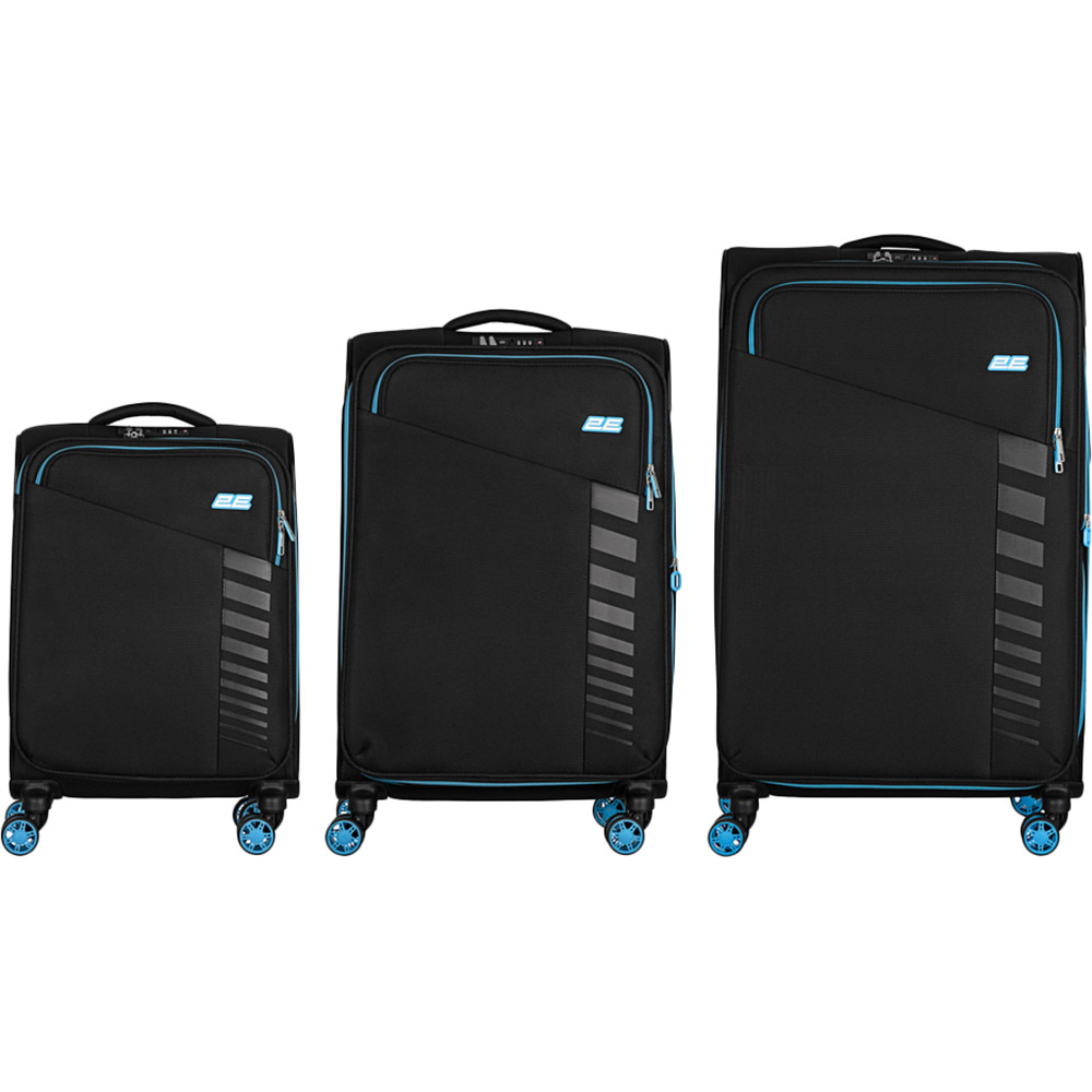 Набір валіз 2E Trek (L+M+S) + 3 рюкзаки Cabin 2E-BPET-CABIN-BK Black (2E-SPE-TREK-SET6-BK) Розмір великий