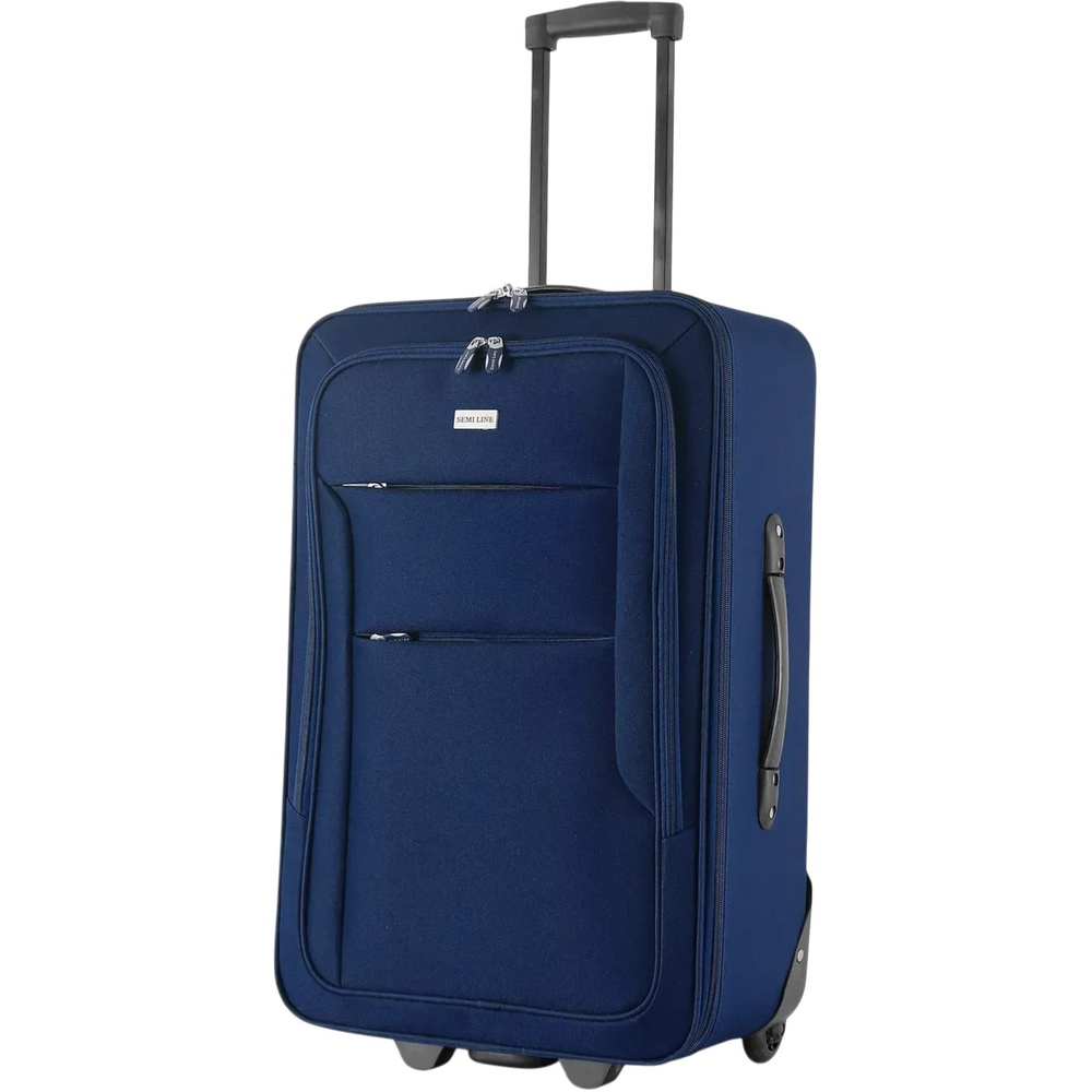 Чемодан Semi Line 24" M Blue (T5677-2) Дополнительно Polyester 600D; ручка с 2 уровнями фиксации; верхняя, боковая и нижняя ручки; 3 фасадных кармана на молнии; внутренняя молния-подкладка; компрессионные ремни; ID-окно; защитные пластиковые накладки; возможность навесного замка (не входит в комплект)