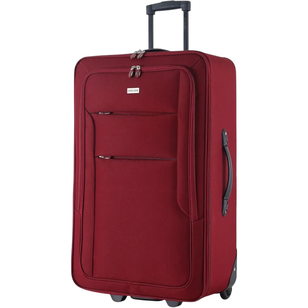 Валіза Semi Line 28" L Burgundy (T5678-3) Додатково Polyester 600D; ручка із 2 рівнями фіксації; верхня, бічна та нижня ручки; 3 фасадні кишені на блискавці; внутрішня блискавка-підкладка; компресійні ремені; ID-вікно; пластикові захисні накладки; можливість навісного замку (не входить до комплекту)