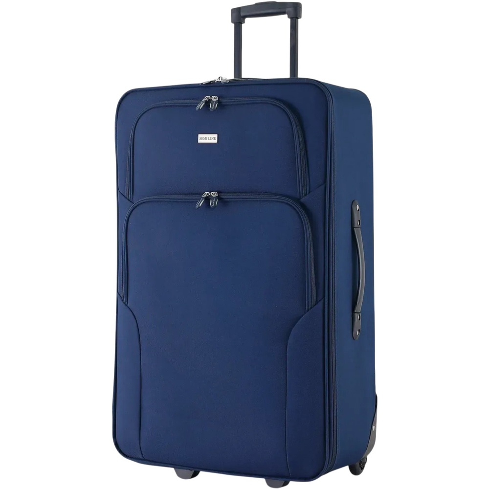 Чемодан Semi Line 28" L Blue (T5681-3) Дополнительно Polyester 600D; телескопическая ручка (2 положения); верхняя, боковая и нижняя ручки; 2 фасадных кармана; внутренняя подкладка; компрессионные ремни; ID-окно; пластиковые накладки; возможность навесного замка (не входит в комплект)