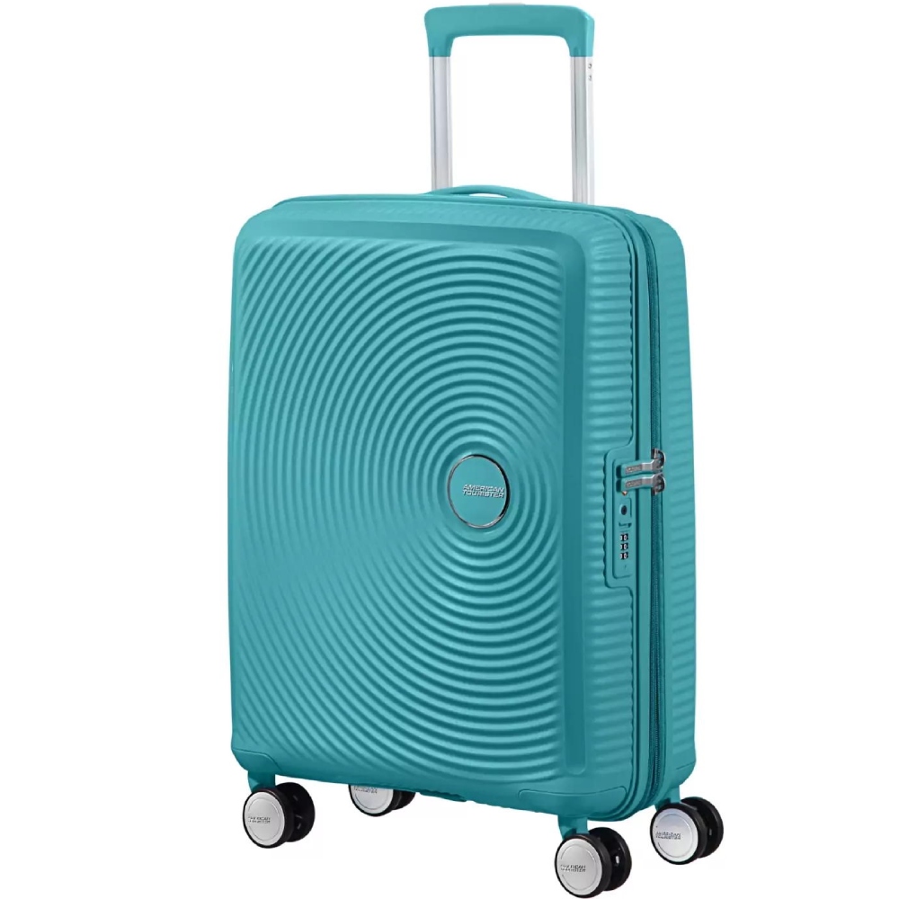 Чемодан дорожный AMERICAN TOURISTER Soundbox S Turquoise (32G*61001) Дополнительно Расширение до 41 л глубиной 23 см; Двойные поворотные колеса 360°
