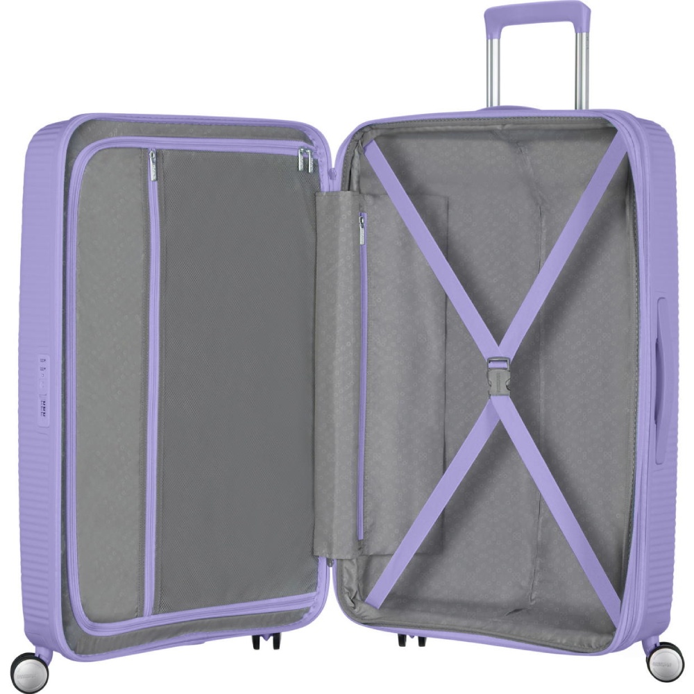 Чемодан дорожный AMERICAN TOURISTER Soundbox M Lavender (32G*82002) Особенности ремни для фиксации