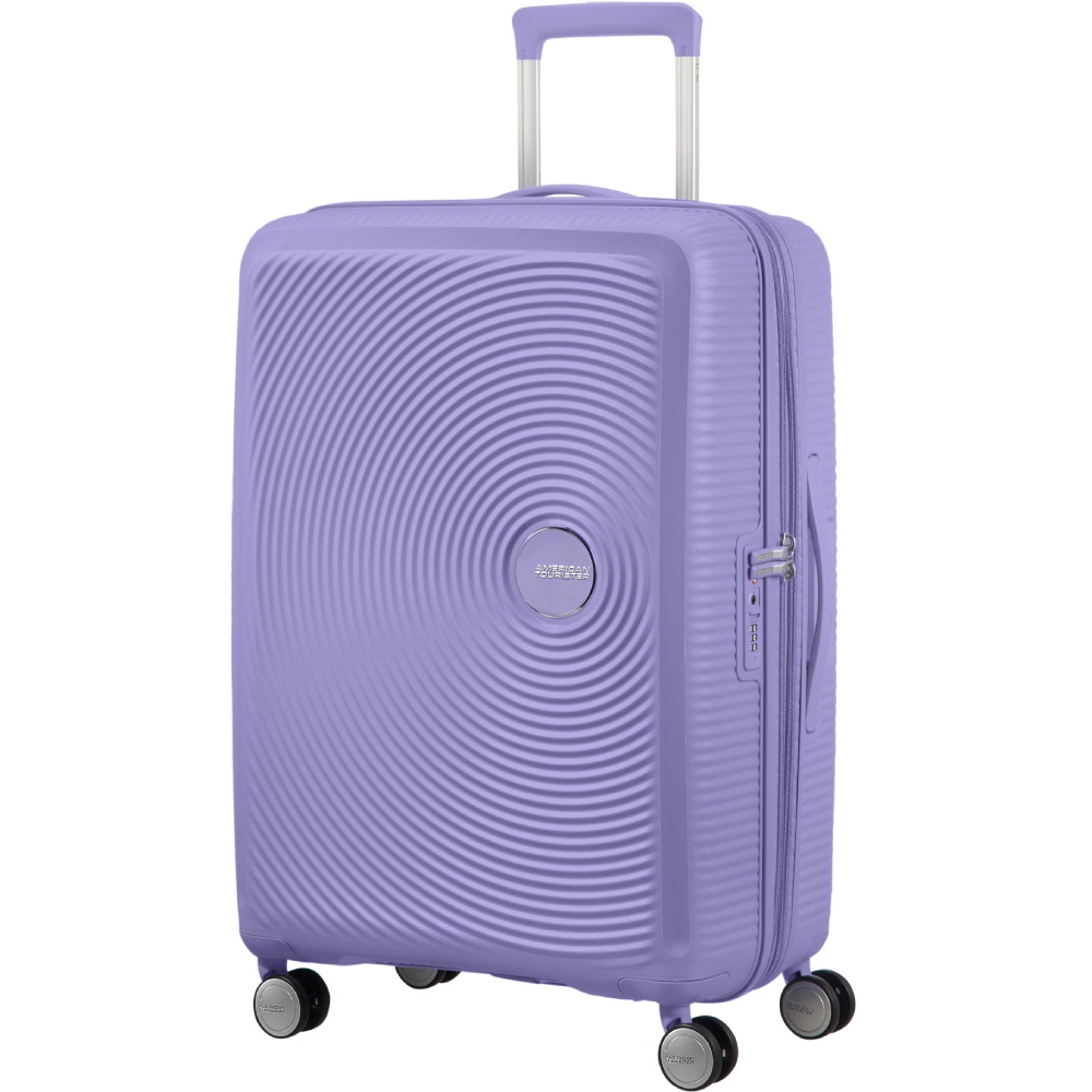 Чемодан дорожный AMERICAN TOURISTER Soundbox M Lavender (32G*82002) Дополнительно Расширение до 81 л глубиной 32 см; Двойные поворотные колеса 360°