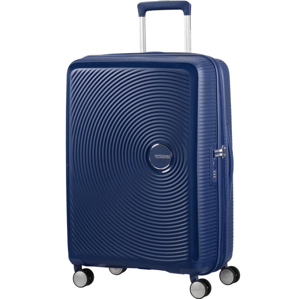 Чемодан дорожный AMERICAN TOURISTER Soundbox M Dark Blue (32G*41002) Дополнительно Расширение до 81 л глубиной 32 см; Двойные поворотные колеса 360°
