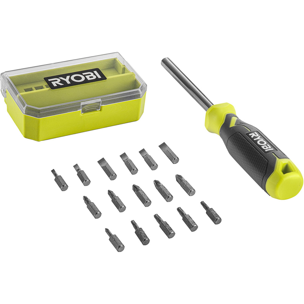 Викрутка RYOBI RHSDM1701 (5132006050) Додатково змінні насадки: PH2, PZ0, PZ1 – 2 шт., PZ2 – 2 шт., SL3, SL4, SL5,5 – 2 шт., SL6,5 – 2 шт., TX15 – 2 шт., TX20 – 2 шт.