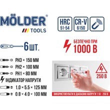 Набор отверток MOLDER VDE 1000 В 6 шт (MT35206)