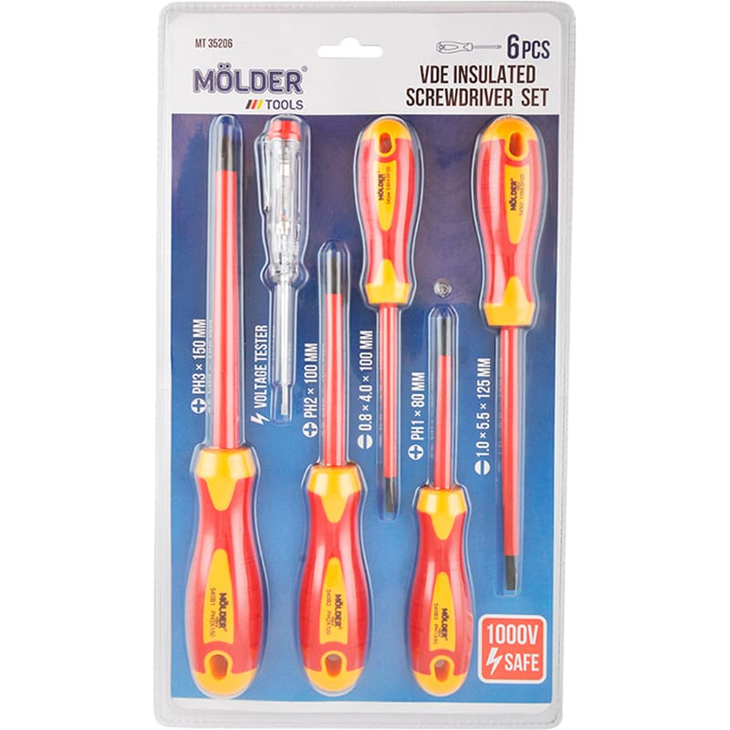 Набор отверток MOLDER VDE 1000 В 6 шт (MT35206) Тип диэлектрическая