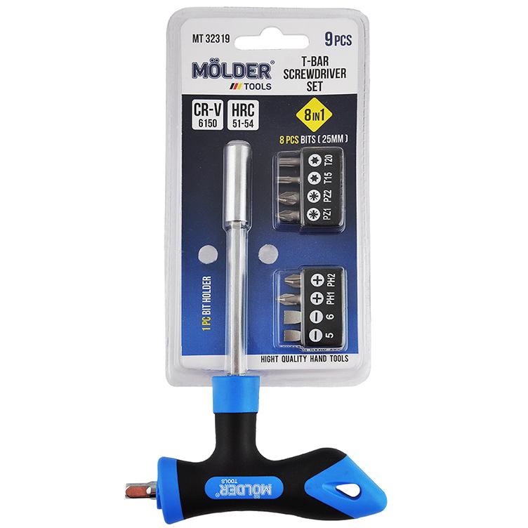 Викрутка Т-подібна з набором біт MOLDER MT32319