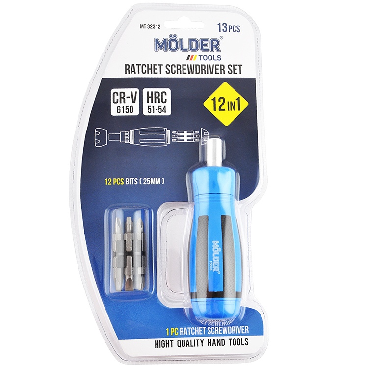 Отвертка с набором бит MOLDER 12 в 1 (MT32312)