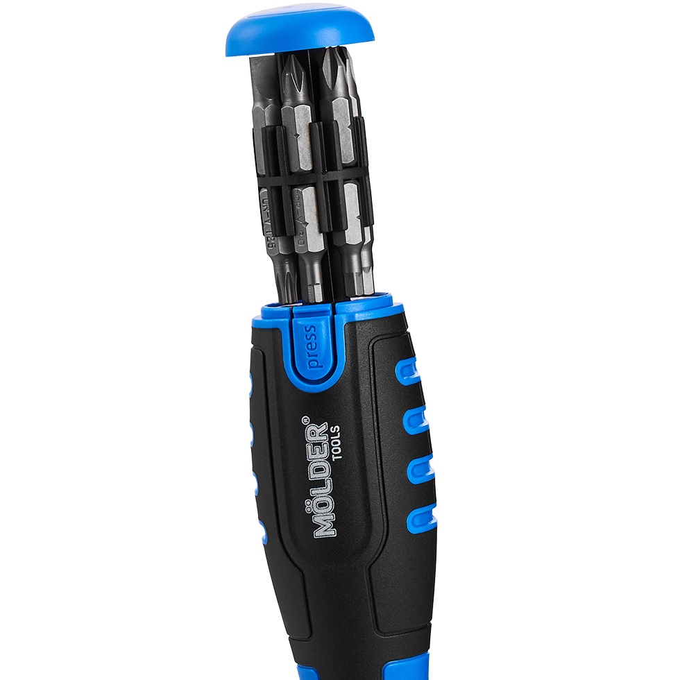 Викрутка з набором біт MOLDER 12 в 1 (MT32313) Тип накінечника/битки хрестоподібний (Phillips/PH)