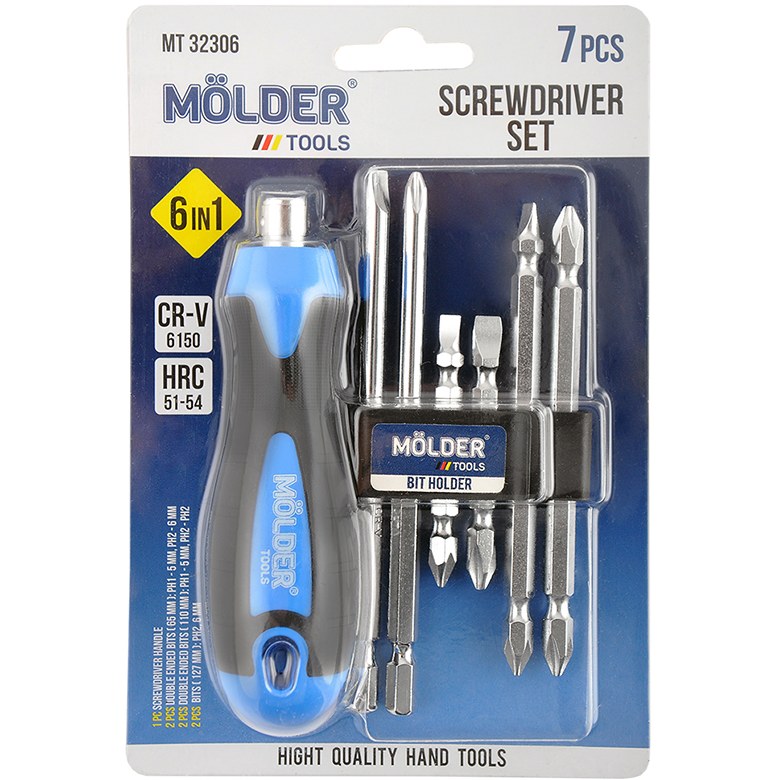 Викрутка з набором біт MOLDER 6 в 1 (MT32306)