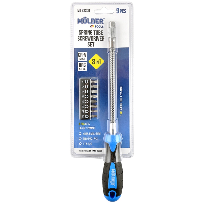 Викрутка з набором біт MOLDER 9 шт (MT32309)