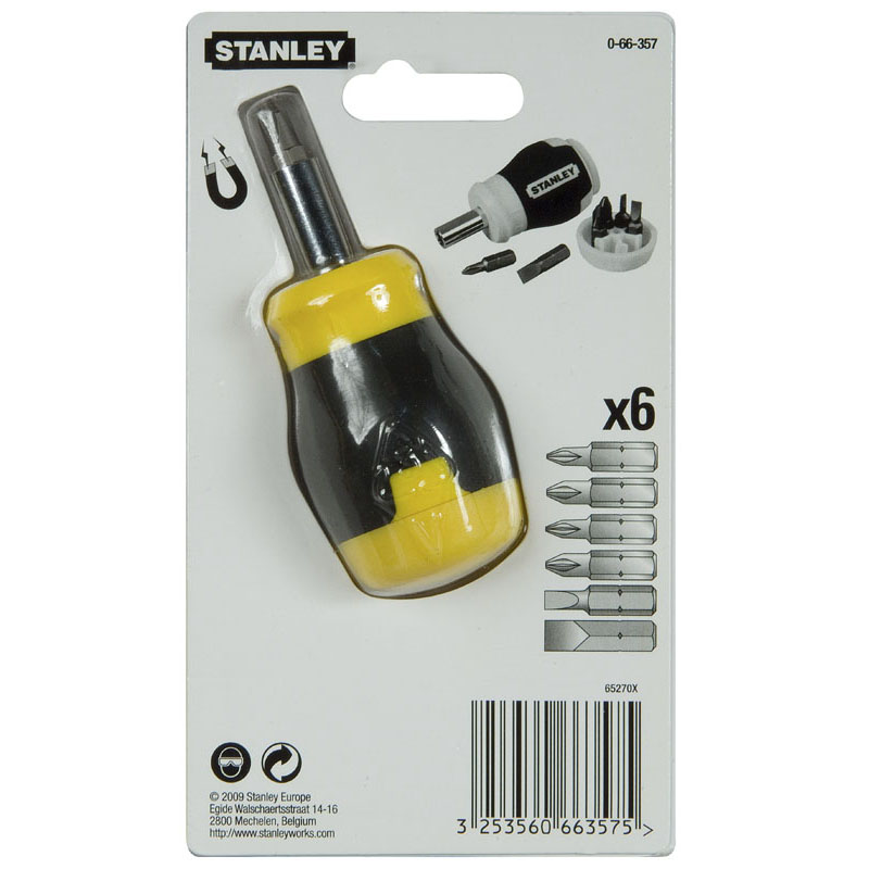 Викрутка STANLEY Multibit Stubby (0-66-357) Тип накінечника/битки плаский (SL)