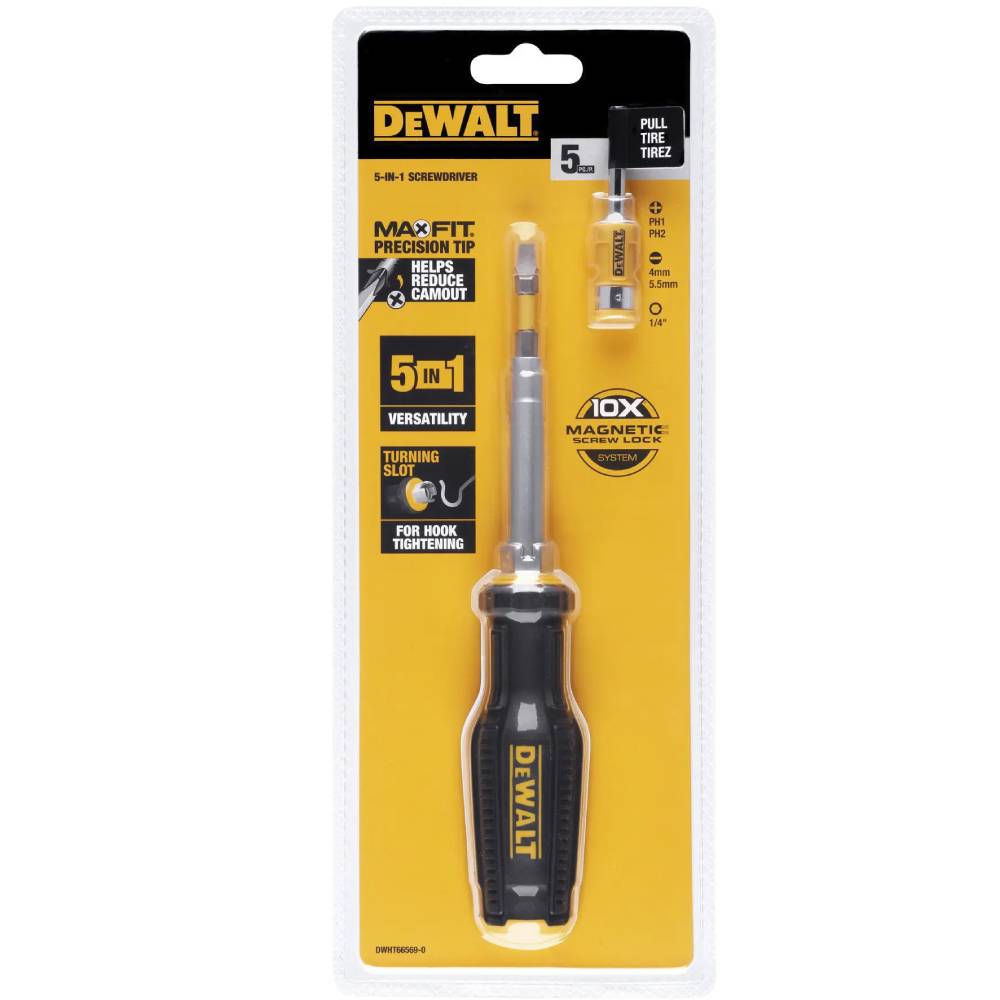 Отвертка DEWALT FULL FIT 6 Way с битами 2 шт (DWHT66569-0) Номер (плоская), мм 4 и 5.5