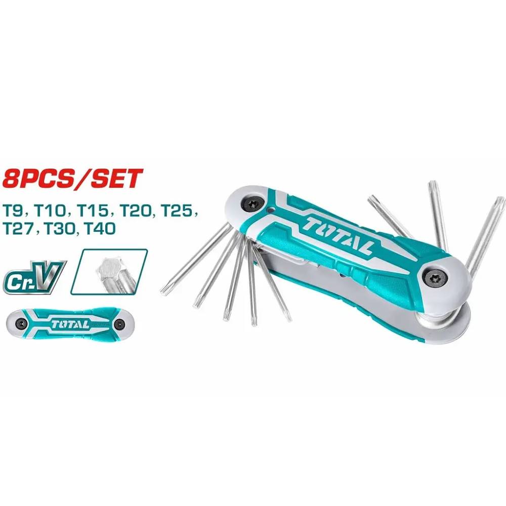 Набір ключів TOTAL Torx T9-T40 8шт. (THT1061846) Додатково розмір: Т9, Т10, Т15, Т20, Т25, Т27, Т30, Т40