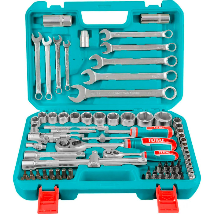 Набор ключей TOTAL THT421802 головок 1/2" 1/4" 82 предмета в кейсе (THT421802) Набор ключей TOTAL THT421802 головок 1/2" 1/4" 82 предмета в кейсе (THT421802)