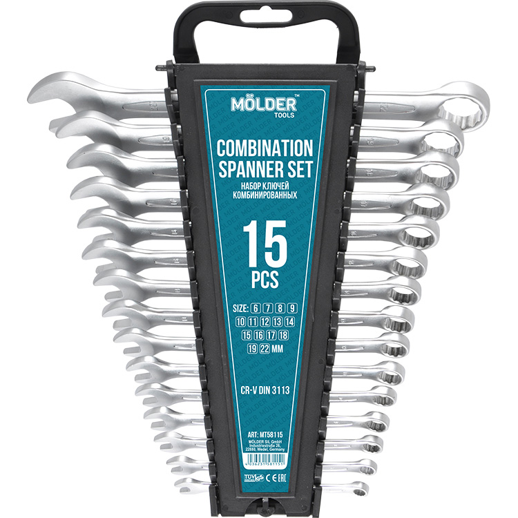Набор ключей MOLDER CR-V 6-22 мм 15 шт (MT58115)