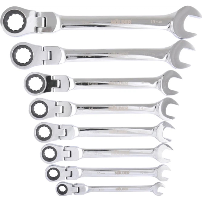 Набор ключей с трещоткой и карданом MOLDER CR-V 8шт MT57108 Тип комбинированный с трещоткой