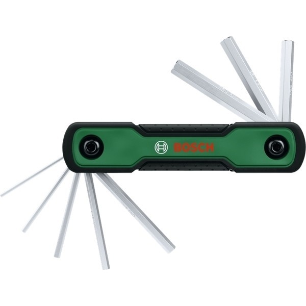 Ключі шестигранні BOSCH 8 шт (1.600.A03.9L7) Додатково складана конструкція; хром-ванадієва сталь; двокомпонентна рукоятка