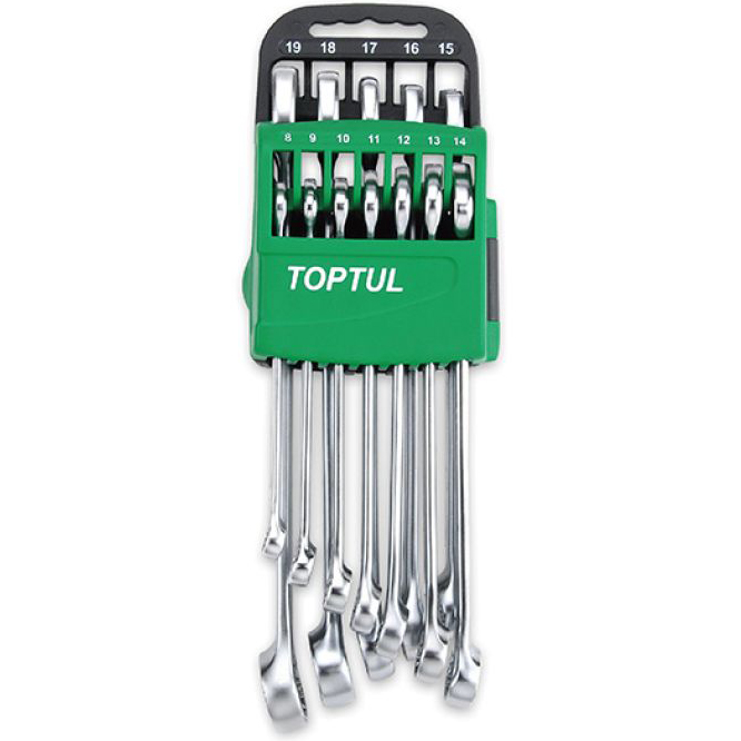 

Набор ключей TOPTUL 8-19мм 10ед. (GSCQ1001), Набор ключей 8-19мм 10ед. на холдере (GSCQ1001)