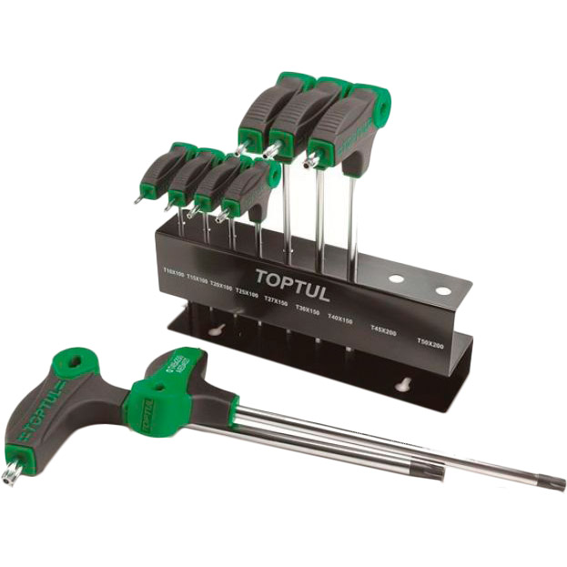 

Набор ключей TOPTUL TORX с ручкой T10-T50 9 ед (GAAX0901), Набор ключей TORX с ручкой L-обр. T10-T50 9ед.