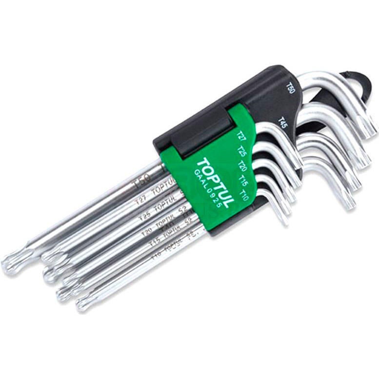 

Набор ключей TOPTUL TORX T10-T50 9 пр (GAAL0925), Набор Г-обр. ключей TORX T10-T50 9ед. GAAL0925