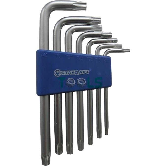 

Набор ключей Torx Г-образных СТАНДАРТ 7 шт (TKS0701), Набір ключів TORX з отвором Г-подібних 7 од.