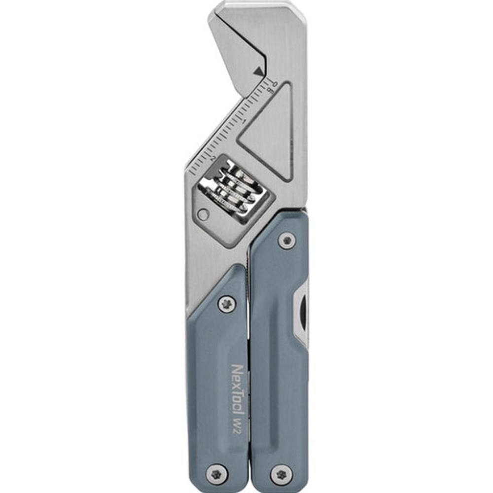 Мультитул NEXTOOL Light Wrench W2 Grey (NE20293A) Інструменти в комплекті плоскогубці/гострогубці/кусачки, гайковий ключ з розкриттям губок до 25 мм, ніж з прямим заточенням, напилок по металу, викрутка Phillips / тримач біт, щипці обтискні