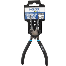Щипці для зняття стопорних кілець MOLDER внутрішніх 180 мм HRC 55-60 прямі (MT46018)