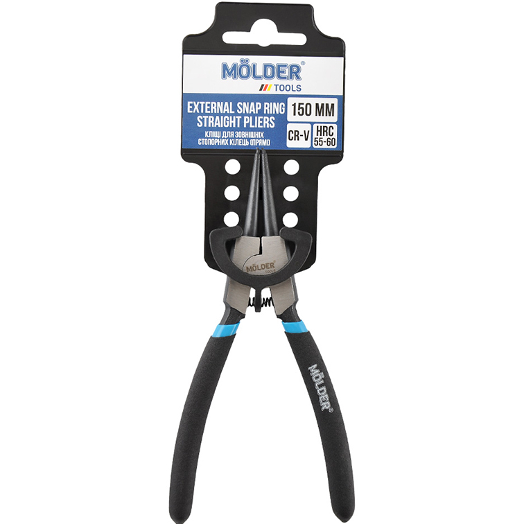 Щипцы для снятия стопорных колец MOLDER наружных 150 мм HRC 55-60 прямые (MT46115) Особенности возвратная пружина