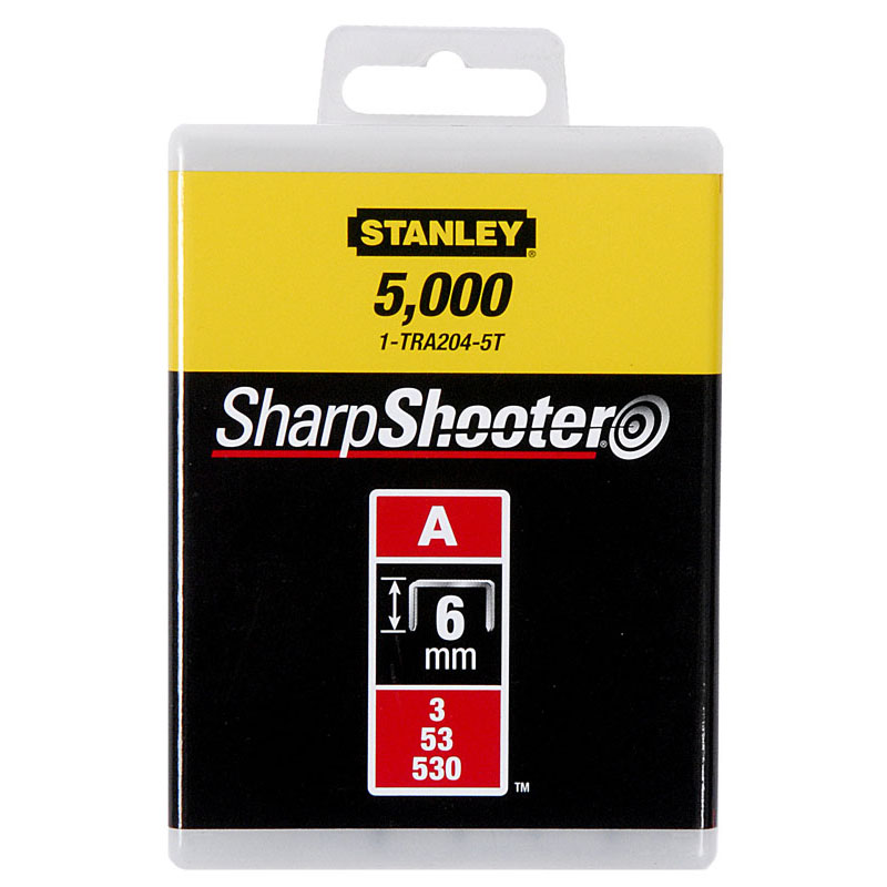 Скоби STANLEY Light Duty тип А, 6 мм, 1000 шт (1-TRA204T)