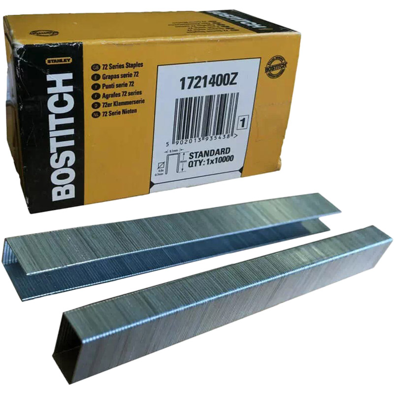 

Скобы BOSTITCH 1721400Z, Скоби, тип "72", довжина 14 мм, шир. 9.1 мм, мідне