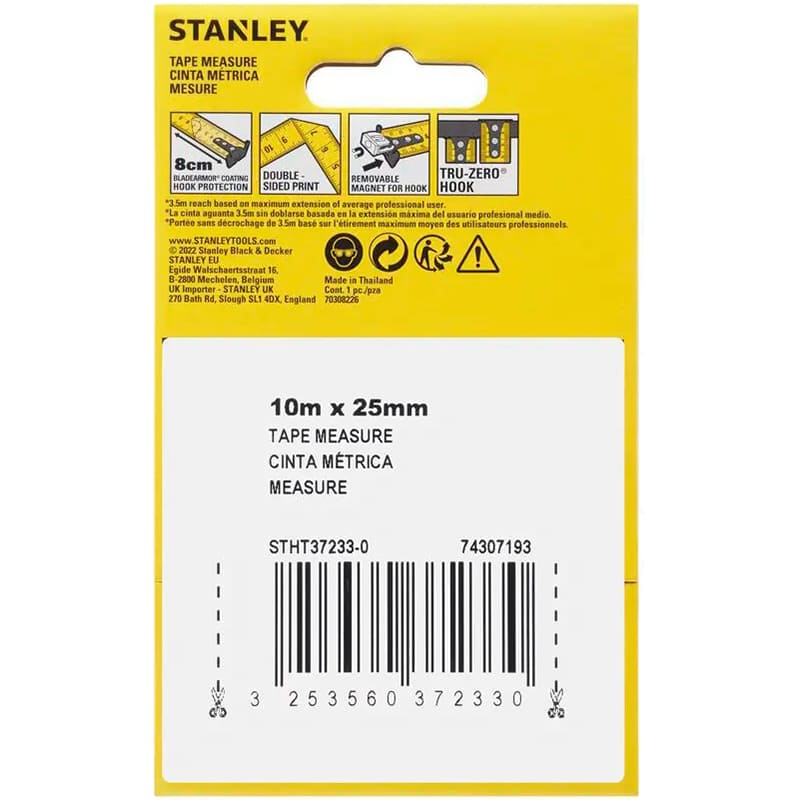 Рулетка STANLEY CONTROL-LOCK 10 м х 25 мм (STHT37233-0) Единицы измерения метрическая система