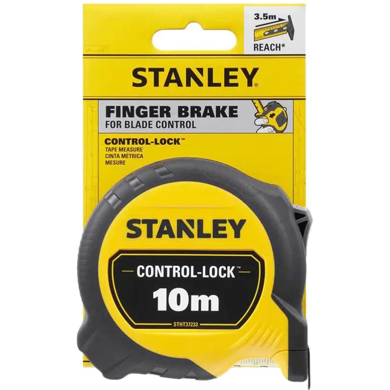 Рулетка STANLEY CONTROL-LOCK 10 м х 25 мм (STHT37233-0) Материал резиновое покрытие