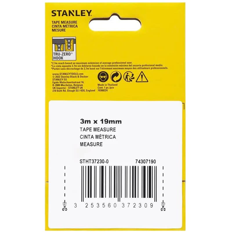 Зовнішній вигляд Рулетка STANLEY CONTROL-LOCK 3 м х 19 мм (STHT37230-0)