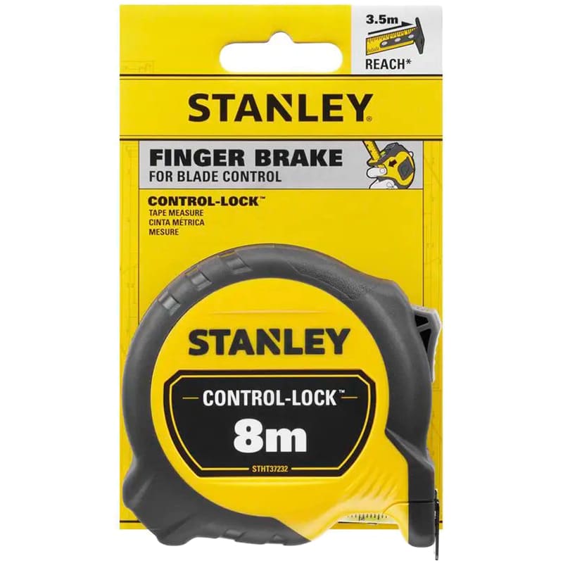 Рулетка STANLEY CONTROL-LOCK 8 м 25 мм (STHT37232-0) Матеріал гумове покриття