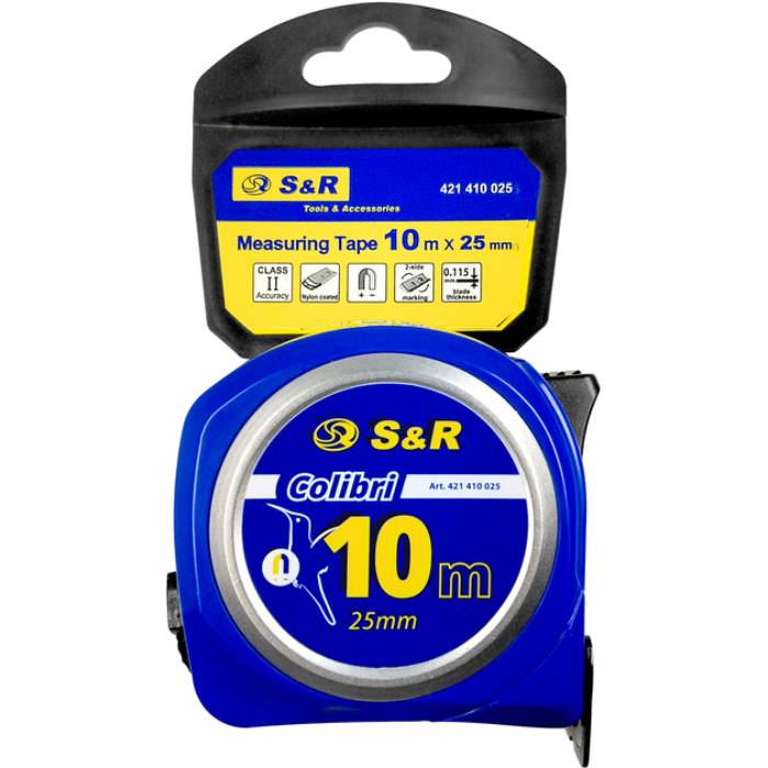 Рулетка S&R Colibri с магнитом 10 м x 25 мм (421410025) Тип рулетка измерительная