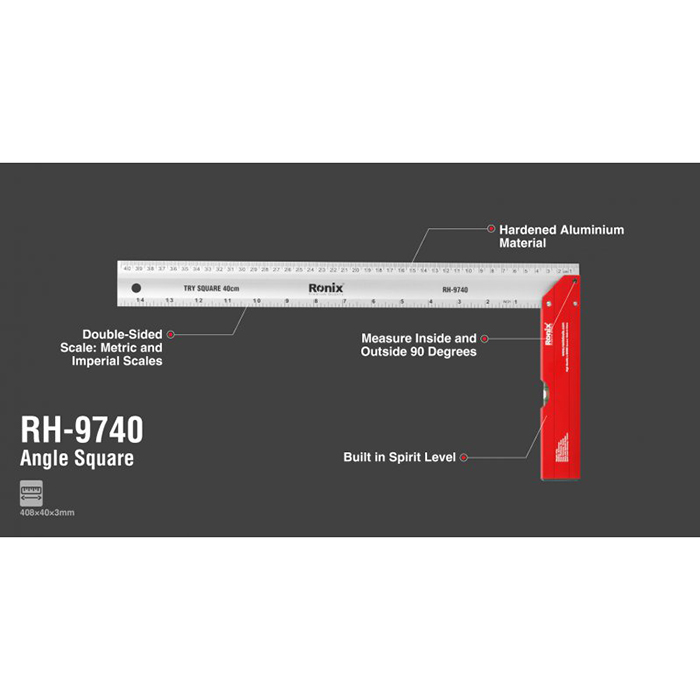 Внешний вид Угольник RONIX 40 см (RH-9740)