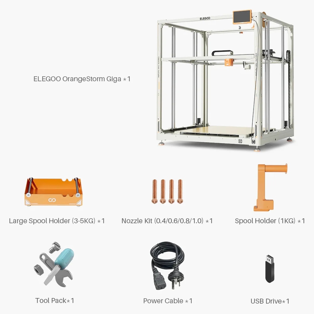 3D-принтер ELEGOO OrangeStorm GIGA Температура печати 300