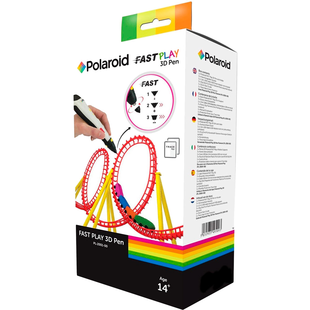 3D-ручка Polaroid FAST Play 3D Pen (PL-2001-00) Дополнительно автоматическое извлечение нити при простое, уникальное приложение Polaroid Play Trace App для смартфонов