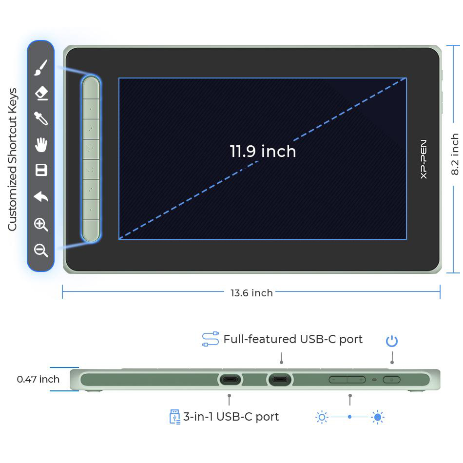 Монитор-планшет XP-PEN Artist 12 Pen Display (2nd Gen) Green (JPCD120FH_G) Разрешение, lpi более 4000