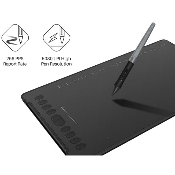 Графічний планшет HUION H1161 Black Кількість градацій натискання (рівнів тиску) 8192