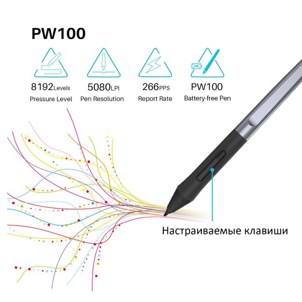 Графический планшет HUION HS64 Black Формат рабочей поверхности другой