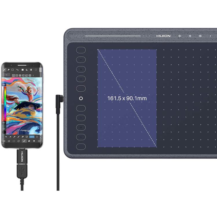 Графічний планшет HUION HS611 Space Grey Діагональ поверхні, дюймів 10-11.9