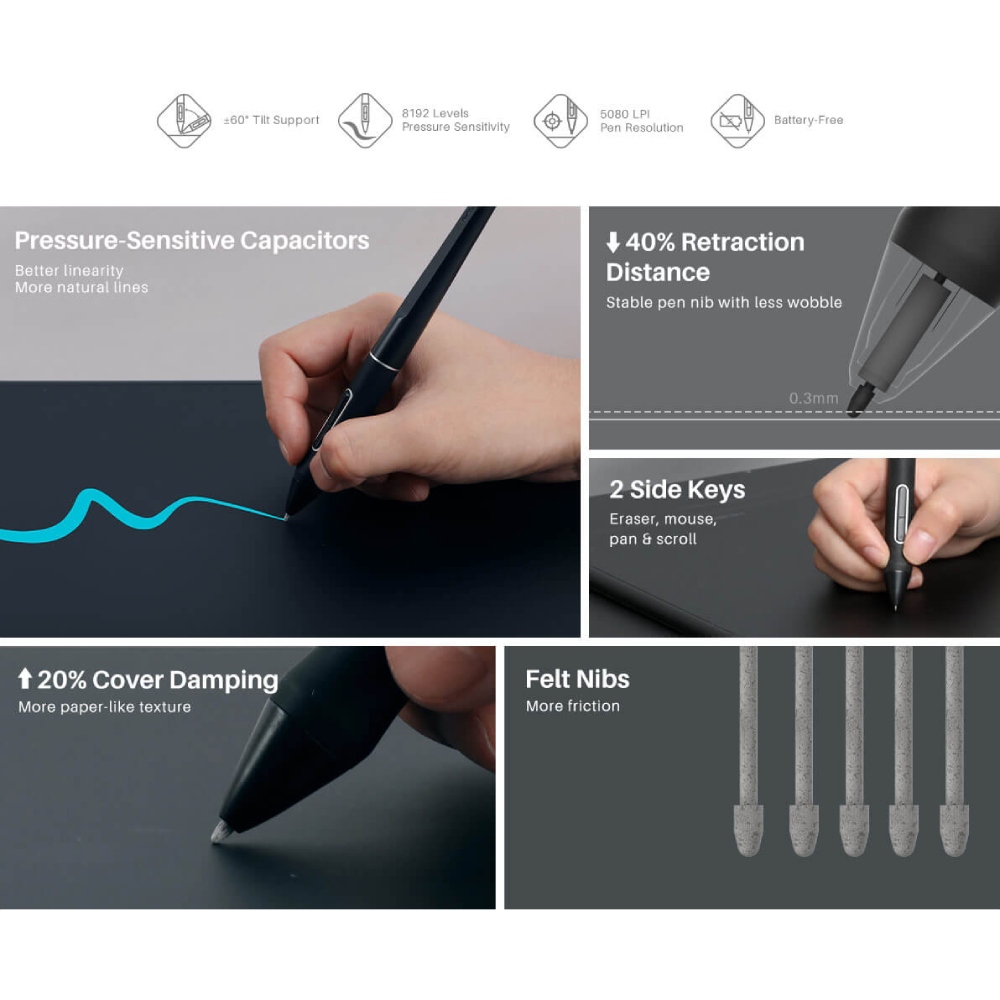 Зображення Графічний планшет HUION Inspiroy Dial 2 (Q630M)