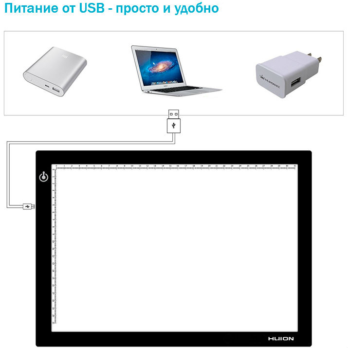 LED панель (лайтпад) HUION LED LED L4S Особливості акрилова панель