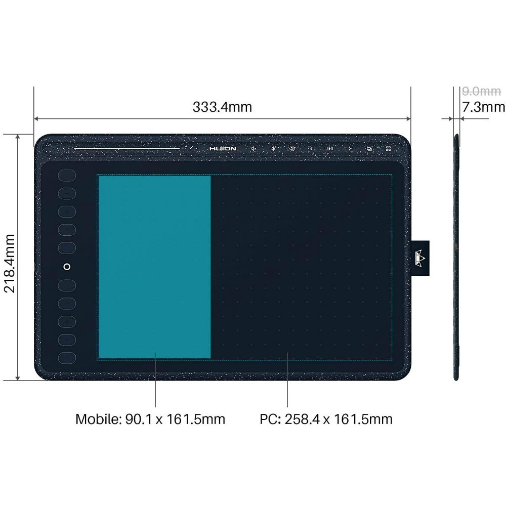 Графічний планшет HUION HS611 Starry blue (HS611SB) Ширина робочої області 258.4