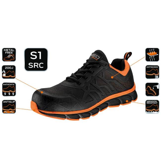 Кросівки робочі NEO TOOLS 45 Black/Orange (82-155-45) Стать чоловічий