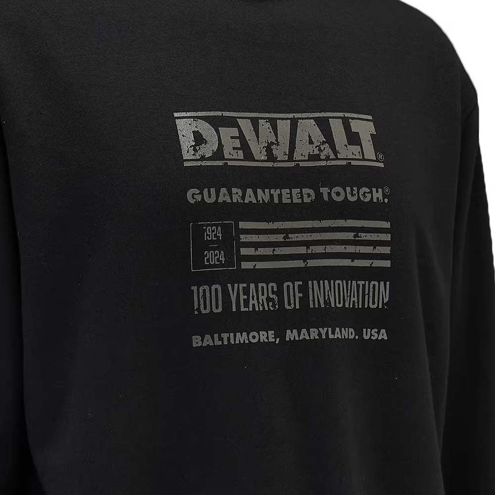 Кофта DEWALT 100 YEAR LOGO SWEATSHIRT размер L Black (DWC237-001-L) Дополнительно демисезонная;